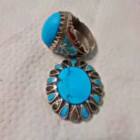 ست انگشتر و سینه ریز نقره و فیروزه