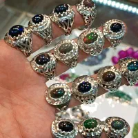 انگشتر نقره دستساز با نگینهای طبیعی|جواهرات|ملایر, |دیوار