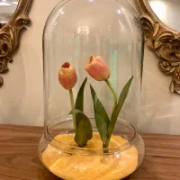 گلدان شیشه ای گل مصنوعی دکوری تزیینی مناسب هدیه