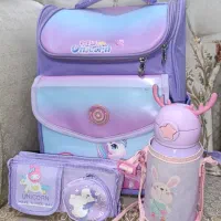 کیف مدرسه با قمقمه و جامدادی
