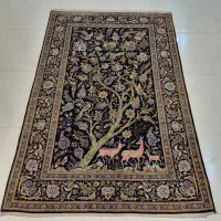 یک جفت قالیچه کرک شادسر کاشان گل ابریشم دارای قدمت