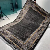 فرش فانتزی طوسی تیره قابدار