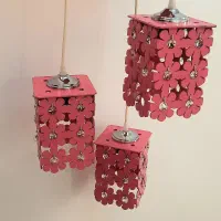 لوستر چوبی اتاق خواب (سه شاخه و صورتی)