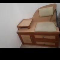 میز تلفن ام دی اف با پشتی و نشیمن چرم
