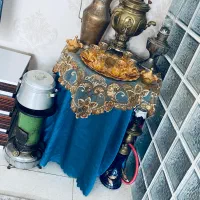 ست سماورزغالی برنجی پارچ م گرد سوز قلیون برنج