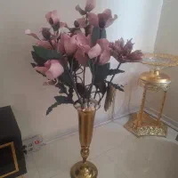 گلدان طلایی استیل همراه گل