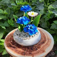 گل خمیری و گلدون سنگی صنایع دستی|گل مصنوعی|رشت, هلال احمر|دیوار