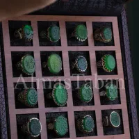 انگشتر مردانه عقیق سبز با حکاکی دست نویس