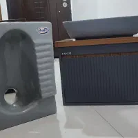 روشویی کابینتی ضدآب و سنگ توالت ایرانی(رنگ طوسی)