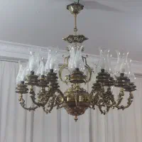 لوستر آذر برنج سنگین ۸شاخه دوقلو