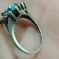 انگشتر نقره زنانه با سنگ فیروزه اصل