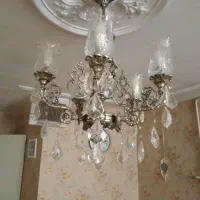 لوستر برنز ۵ شاخه کریستال|لوستر و چراغ آویز|کرج, دهقان ویلا|دیوار