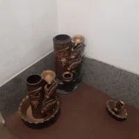 آباژور سه تیکه ماهی شیک وقشنگ بدون پمپ آب سفالی