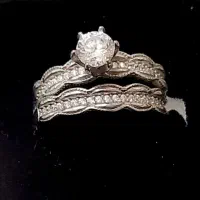 حلقه انگشتر نقره نامزدی با آبکاری طلا سفید|جواهرات|اصفهان, چرخاب|دیوار