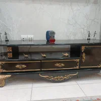 میز تلویزیون قهوه ای سوخته طلایی