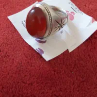 انگشتره نقر رکاب  شهر ری نگین هم عقیق یمنی۳۵گرم