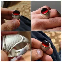 انگشتر عقیق کلوخه سرخ سیاه