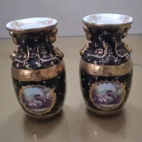 گلدان سرمه ای لیلی مجنون طلاکوب۲عدد کاملادرحدنو