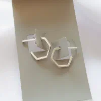 گوشواره نقره 55 ضلعی مدرن و خیره کننده