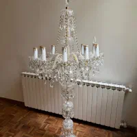 یک جفت جار کریستال ۱۰ شاخه با کاسه و اویزهای خارجی