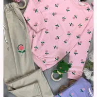 بلوزشلوارطرح گل دخترانه