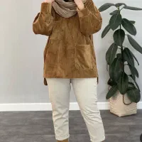 مانتو مخملی کبریتی درشت