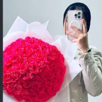 دسته گل رز روبانی