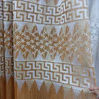 فروش پرده حریر رنگ خردلی|پرده، رانر، رومیزی|خرمشهر, |دیوار