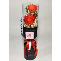 بوکت گل قرمز و خرس تدی ولنتاینی