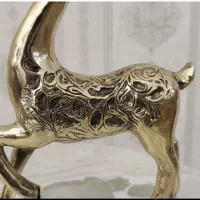 مجسمه گوزن مینیاتوری قلمکاری ایستاده ونشسته برنجی|مجسمه، تندیس، ماکت|شیراز, لاله|دیوار