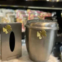 ست سطل و دستمال کاغذی فلزی پروانه