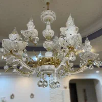 2 عدد لوستر طرح ماربل سفید و طلایی