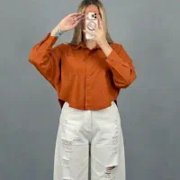 شومیز باکسی ۴مدل پارچه کتان کجرا مزونی عمده و تک
