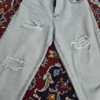 شلوار نیم بگ ابی یخی