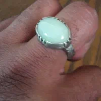 انگشتر گوهر شب چراغ زیبا و فیروزه کهنه رکاب