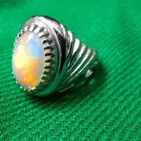 انگشتر نقره اوپال آبرنگی هفت رنگ