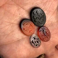 عقیق یمنی و درّ نجف خطی تمام دستی