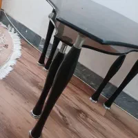 میز عسلی سه تکه شیشه ای