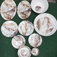 سرویس ملامین گرد*طرح سنگ *قهوه ای|ظروف سرو و پذیرایی|مشهد, کارمندان دوم|دیوار