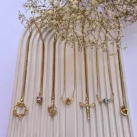 گردنبند پینترستی طلایی جنس استیل با ضمانت