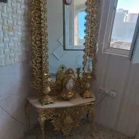 آیینە وپردە ی زبرا سە قسمتی  و شمعدانی تە رح برنزە|پرده، رانر، رومیزی|سنندج, |دیوار
