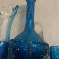 جام تنگ شیشه ای آبی فیروزه ای قدیمی انتیک|ظروف سرو و پذیرایی|تهران, سبلان (لشگر)|دیوار