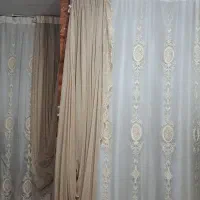 پرده مخمل و مروارید دوزی به همراه زیرپرده ای و تور