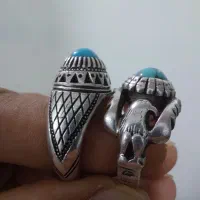 دو عدد انگشتر نقره فیروزه دست ساز