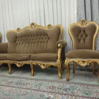 مبلمان 9 نفره چوب گردو به همراه جلو مبلی و عسلی