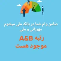 ضامن وام ملی مهربانی میشم رتبه A&B موجود هست با چک