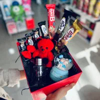 باکس آماده عطر و شکلات و عروسک خرسی / سرزمین هدیه
