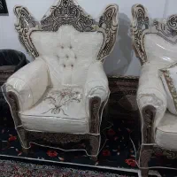 مبلمان هفت نفره سلطنتی با روکش و میز وعسلی سالم|مبلمان خانگی و میز عسلی|همدان, |دیوار