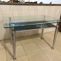 میز چهارنفره شیشه ای تک