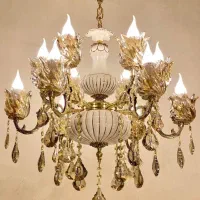 لوستر برنزی ۱۲ شعله ۶ شاخه سنتی و کلاسیک